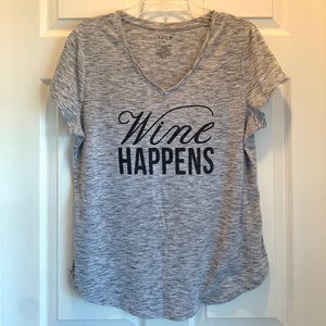 Wine Happens V Neck Tee
